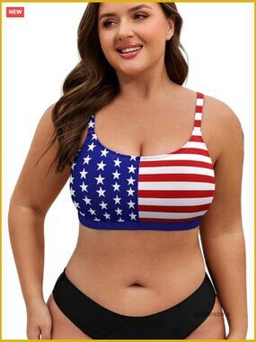 Plus Size Bikini Top for Women Large Bust Swim Sports Bra Strong Support